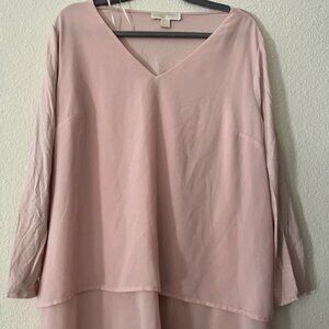 Michael Kors Woman's XL Pink Knit Long Sleeve Pullover Sweater Logo Accent